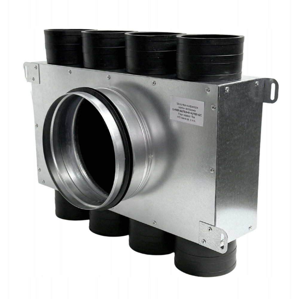 Distribution box ventilation pipe splitter fi160 / 8x75mm Manufacturer code E-KRR-8X75/160-OC (4+0+4)