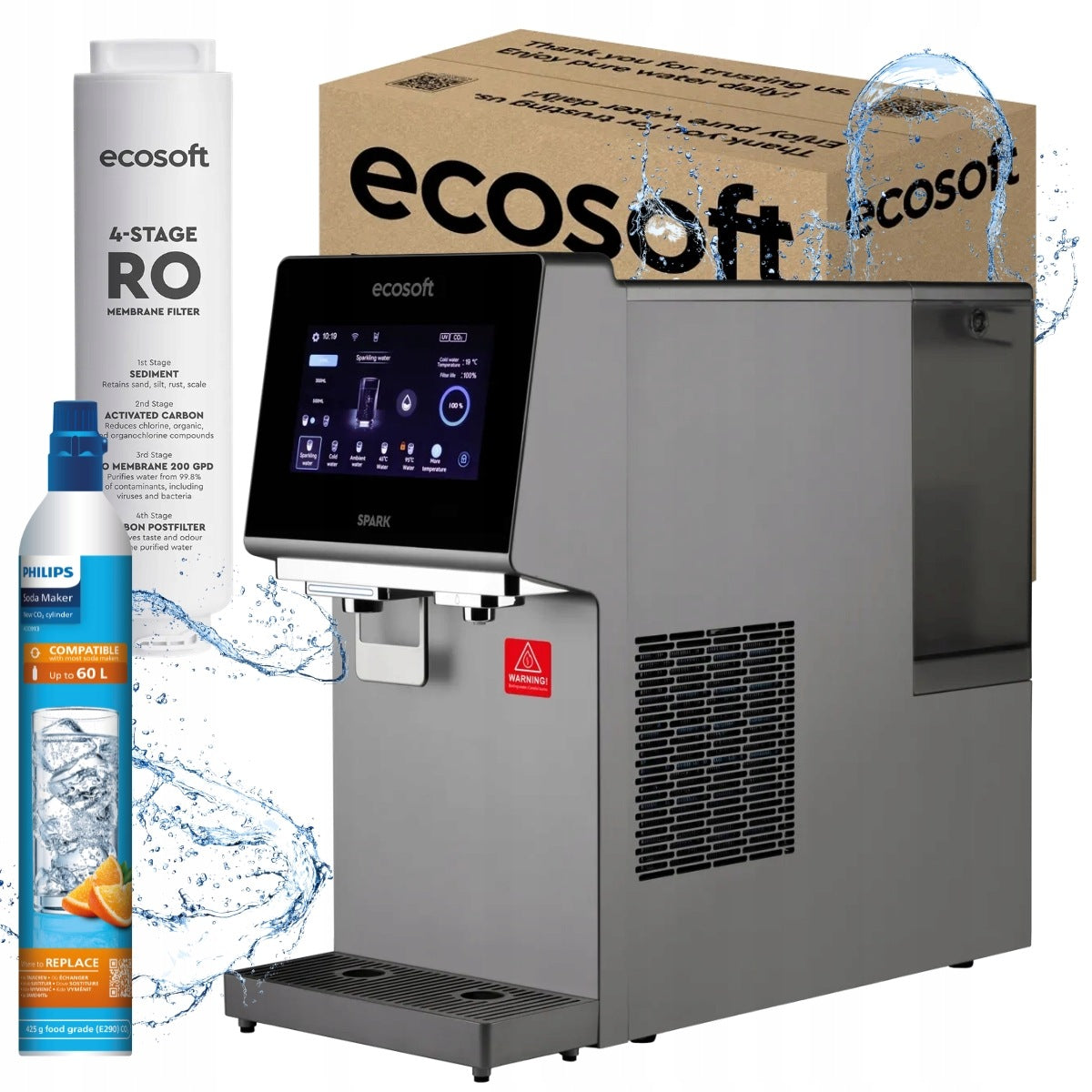 Distributor water filter hot water Ecosoft SPARK RO + CO2 cylinder