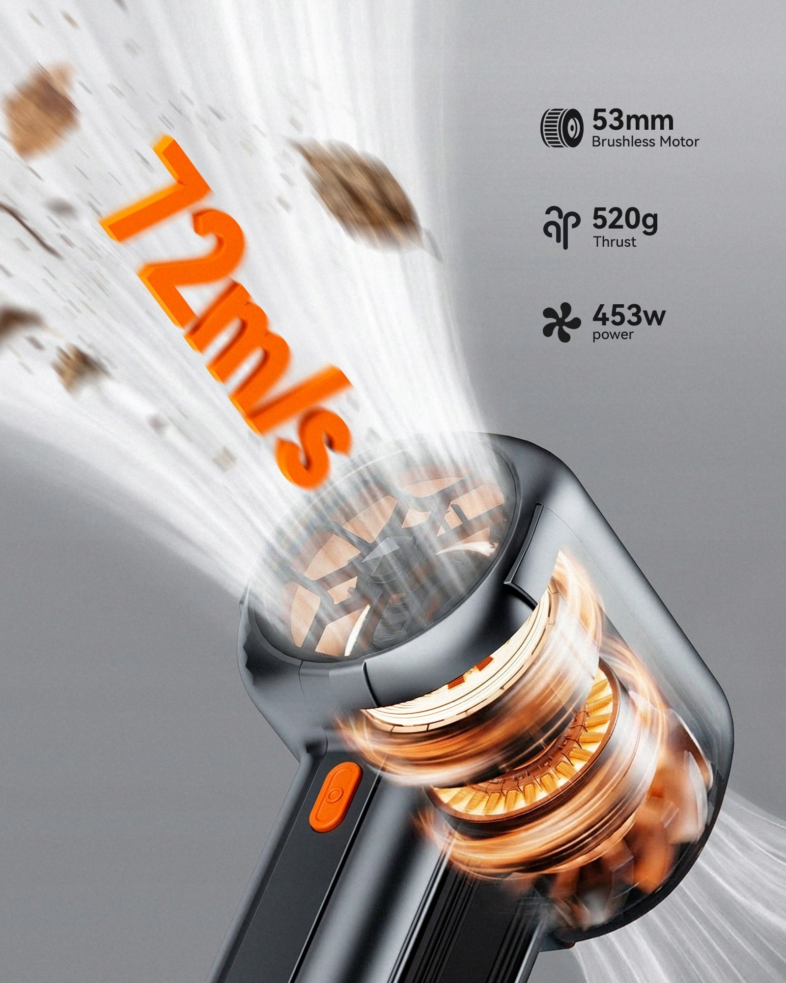 Dmuchawa do liści WOLFBOX MF400 3-tryby Turbo Bezszczotkowa do aut 400km/h Packaging status original