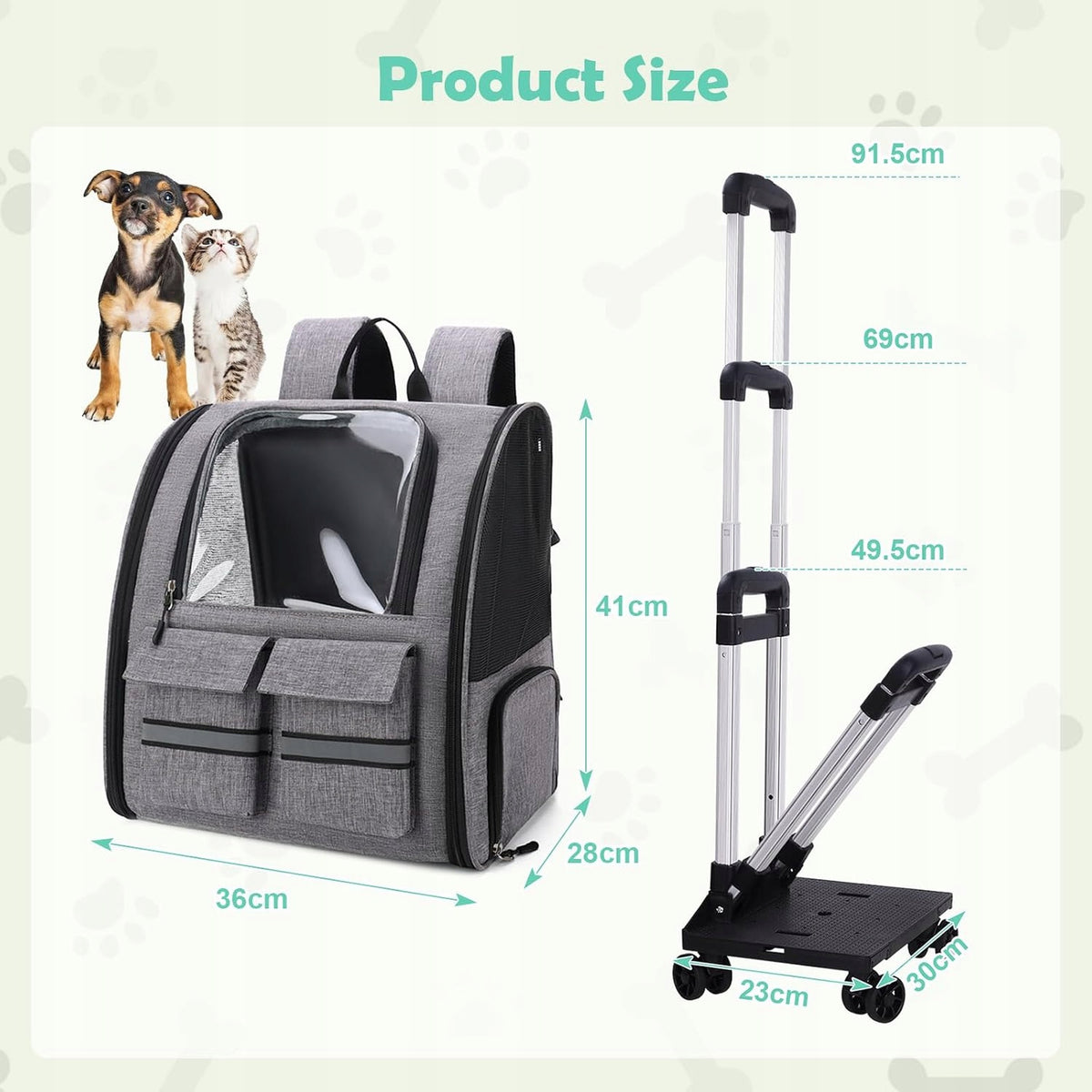 Dog Backpack Transporter For Cat With Stroller 3in1 Up to 20kg Mesh Grey Manufacturer code Plecak Dla Psa Transporter Dla Kota Z Wozkiem