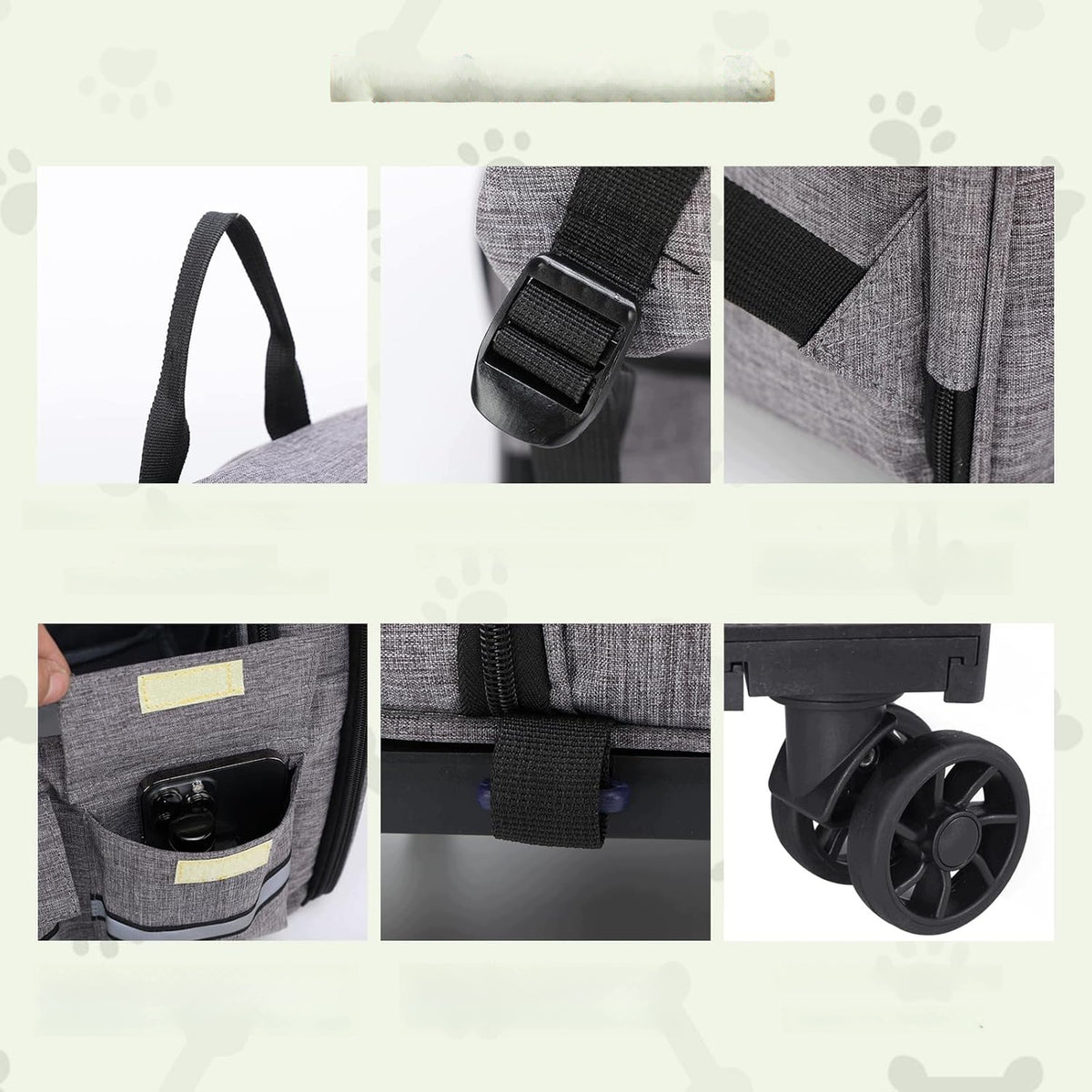 Dog Backpack Transporter For Cat With Stroller 3in1 Up to 20kg Mesh Grey Packaging status original