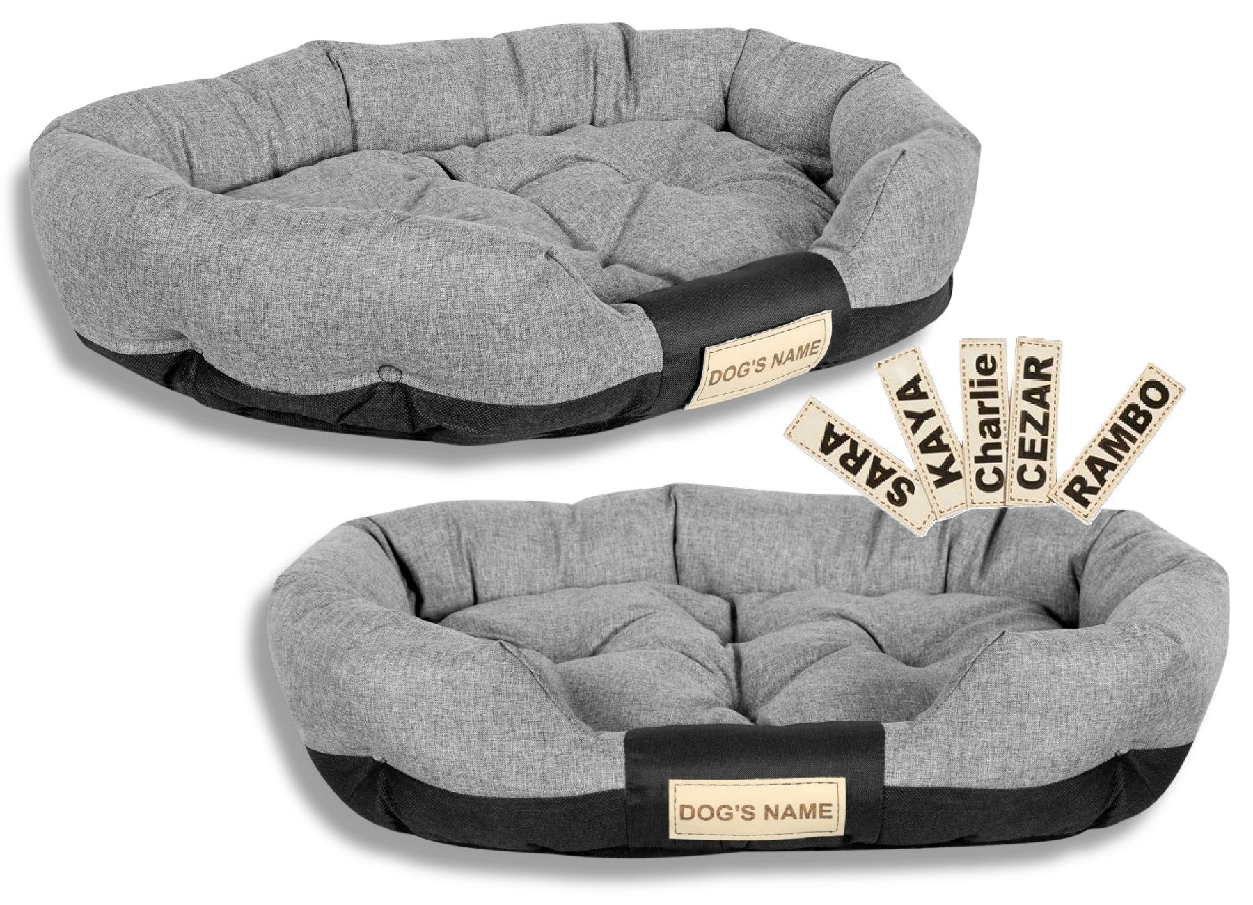 Dog Bed 75x50 cm Personalized Waterproof Grey
