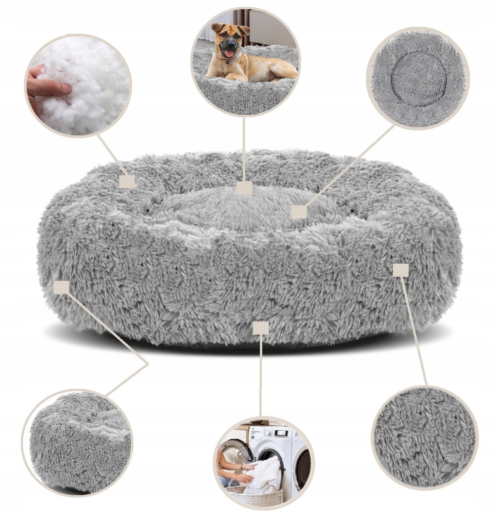 Dog Bed Cat Cloud Shaggy Bedding Plush Soft 80 cm EAN (GTIN) 5906501504236