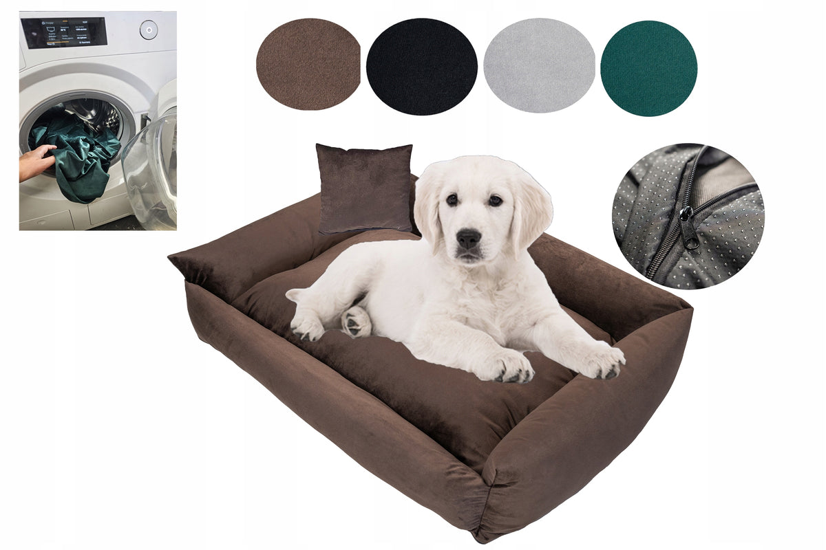 Dog Bed Couch Bed 95x75 Velvet Removable Cover Brown