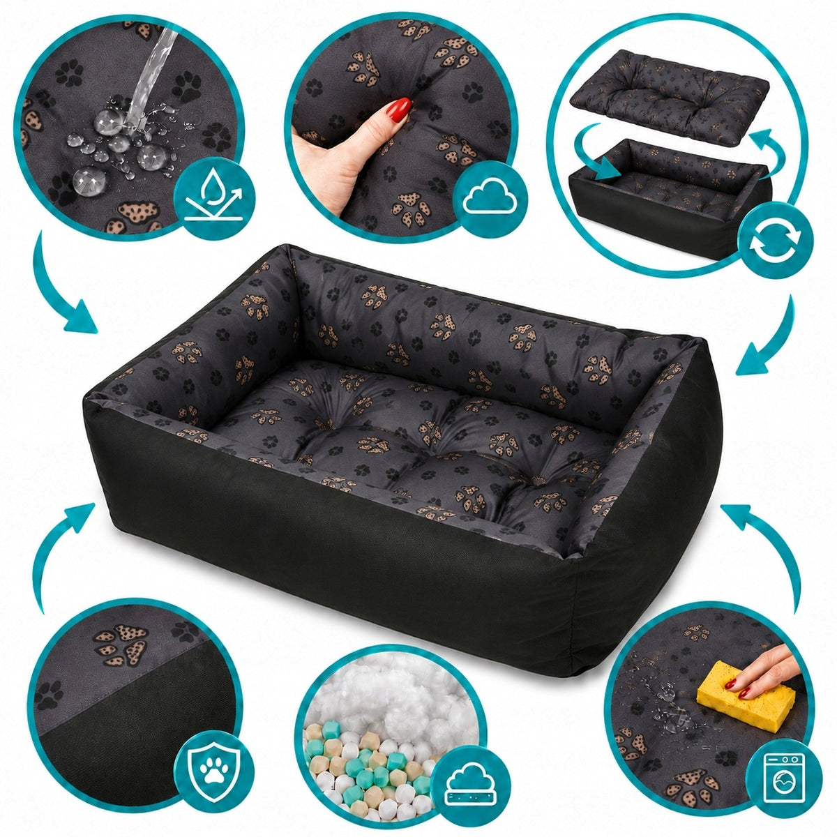 Dog Bed Couch WATERPROOF 85x65 Removable Soft Paw Pillow Manufacturer code Legowisko dla psa kota posłanie kanapa mata