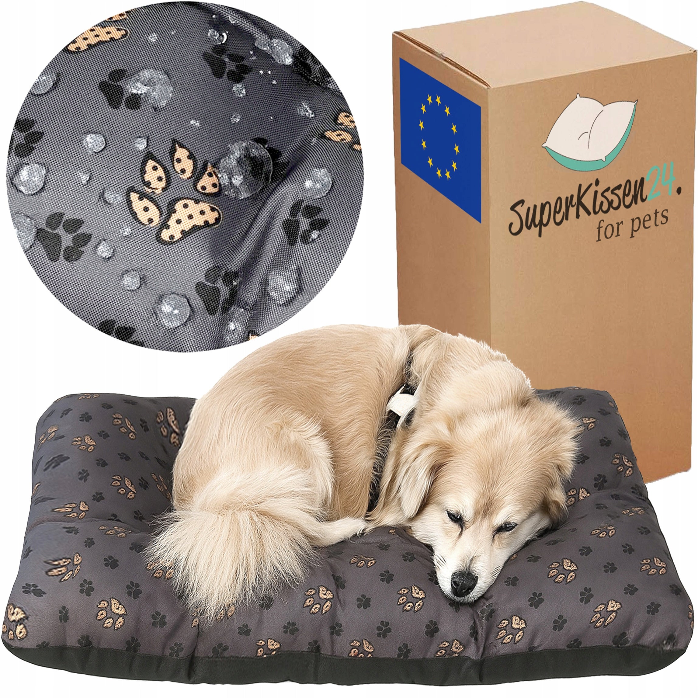 Dog Bed WATERPROOF Comfortable Bedding Soft Pillow 100x70 PAWS