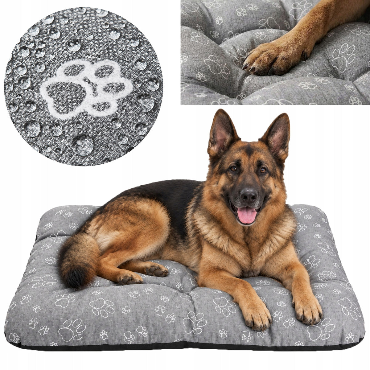 Dog Bed WATERPROOF Comfortable Cushion Mat 100x70 Imitation Linen CLAW