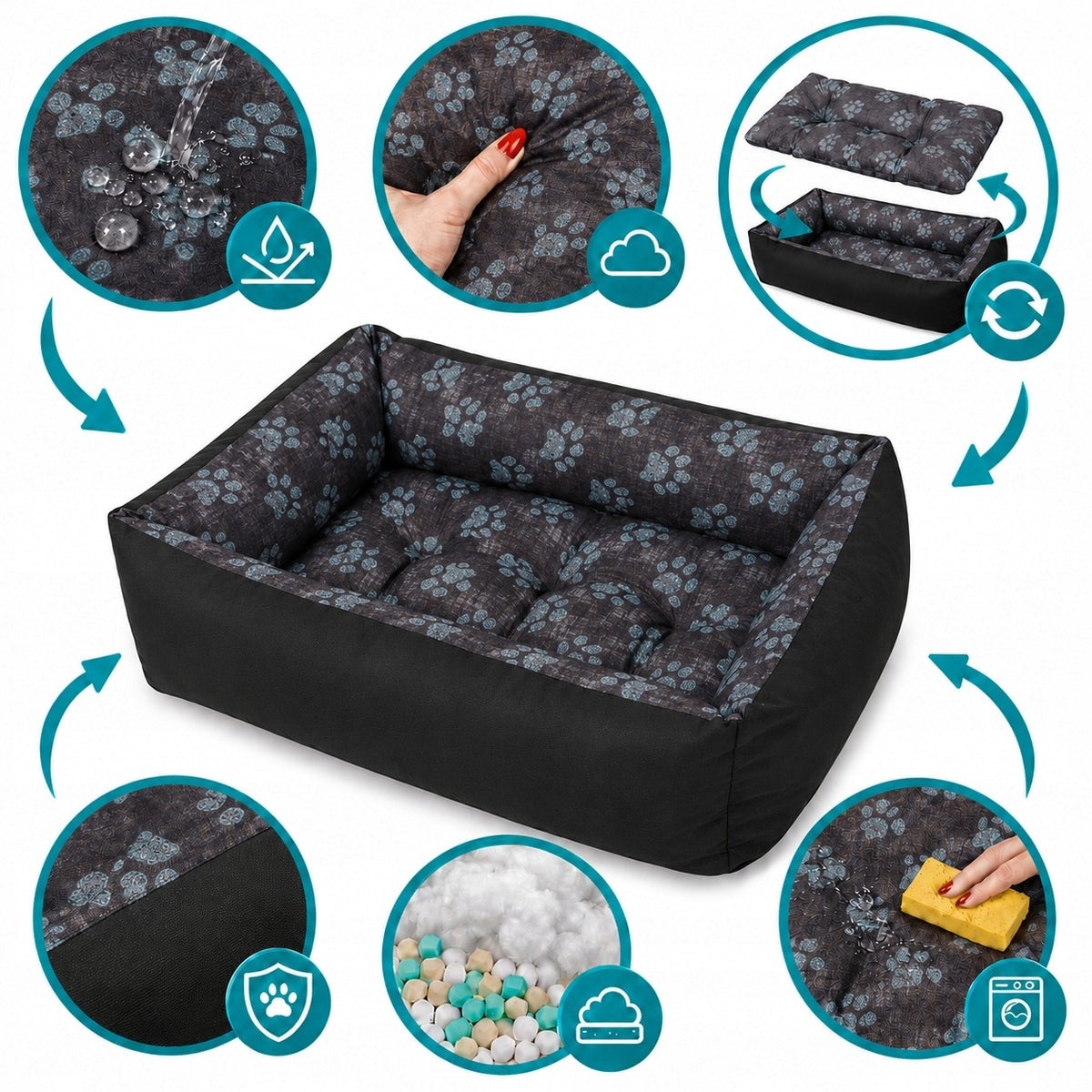 Dog Bed WATERPROOF Couch 70x55 Removable Paw Pillow LEN Manufacturer code 5903631573019