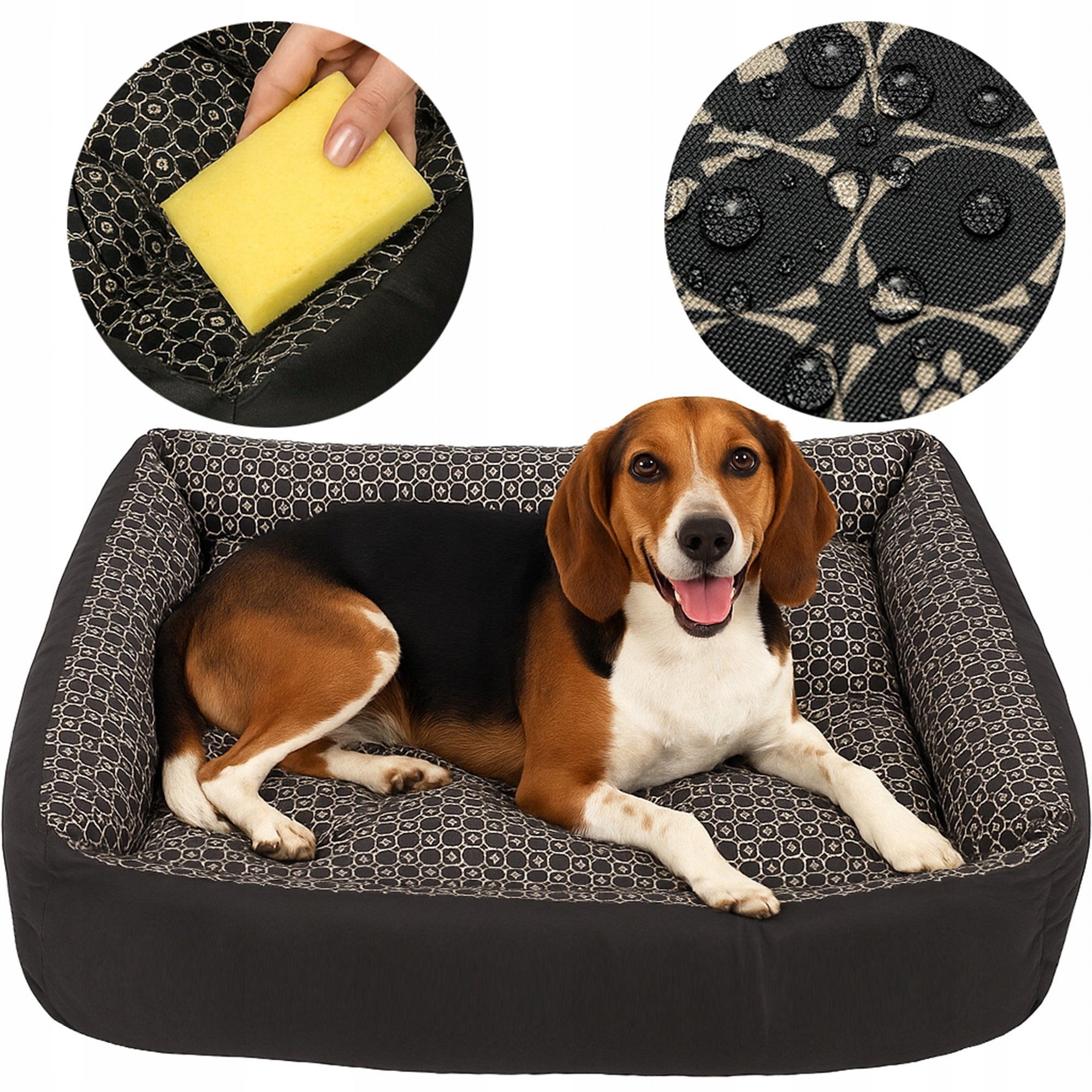 Dog Bed WATERPROOF Couch Removable Pillow 120x90 LOUIS BLACK