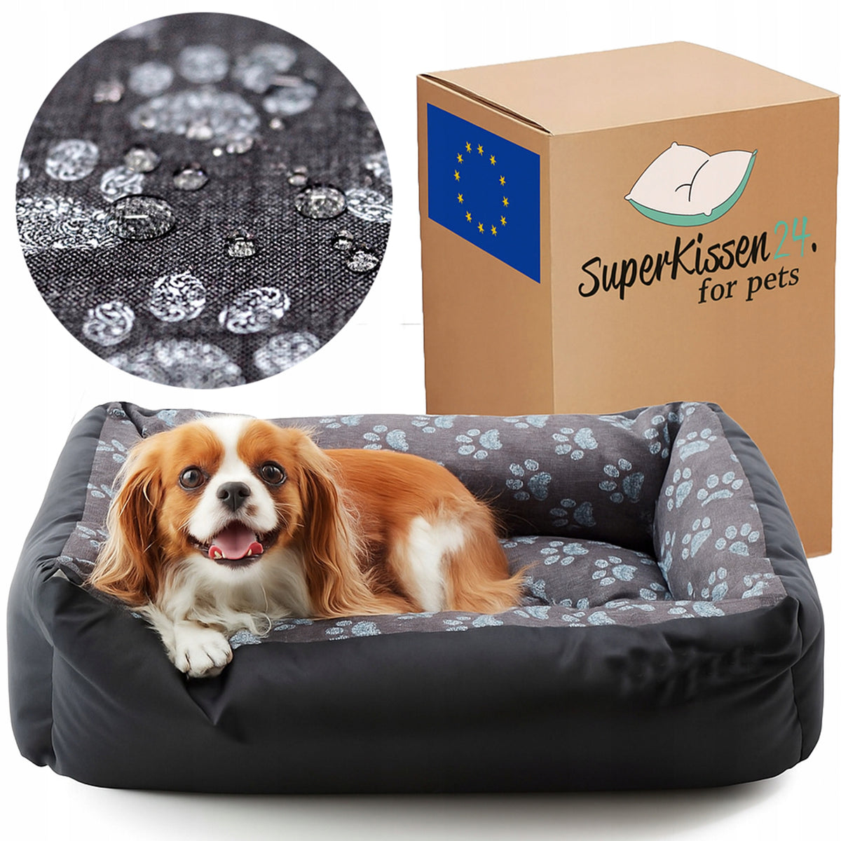 Dog Bed WATERPROOF Couch Removable Pillow 85x65cm PAWS LEN