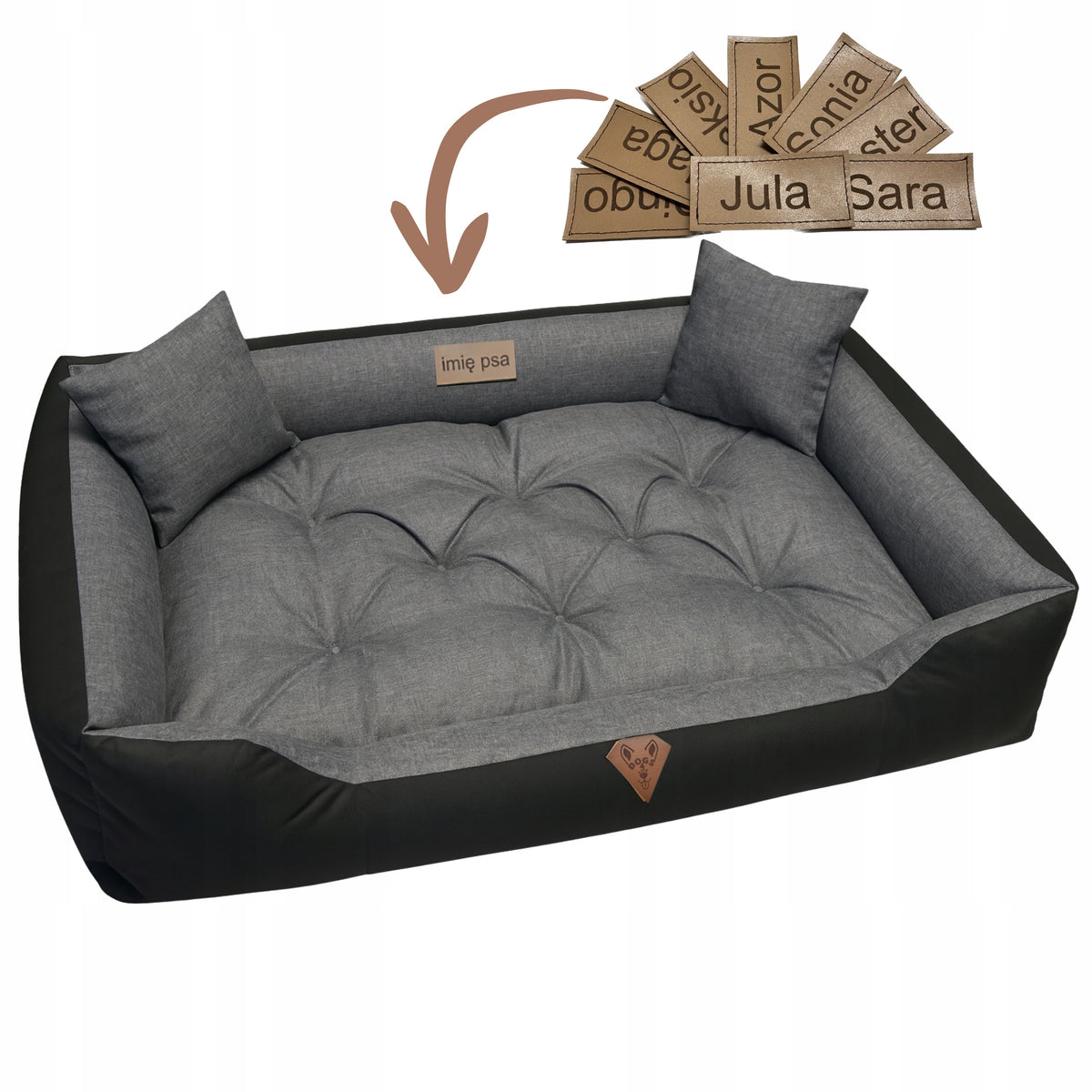 Dog Bed Waterproof 115x95|Picked Couch with Pillows Dog Name