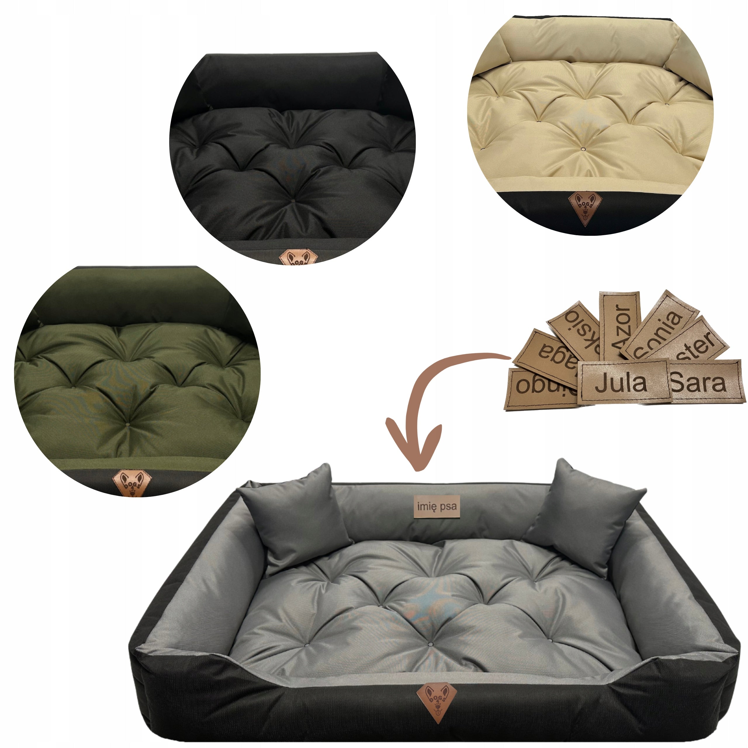 Dog Bed Waterproof Couch Mattress 75x65 Different Colors Dog Name