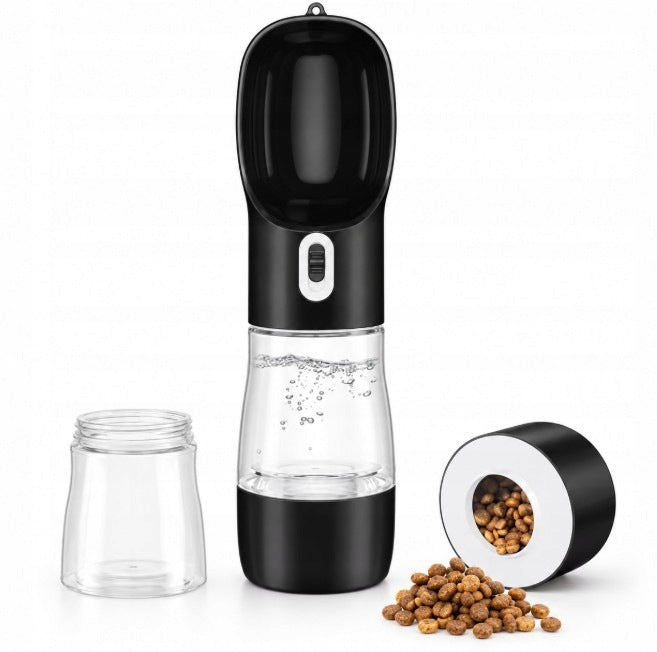 Dog Bottle 3in1 Drinker Water Bottle Water Bowl Food 350ml Black