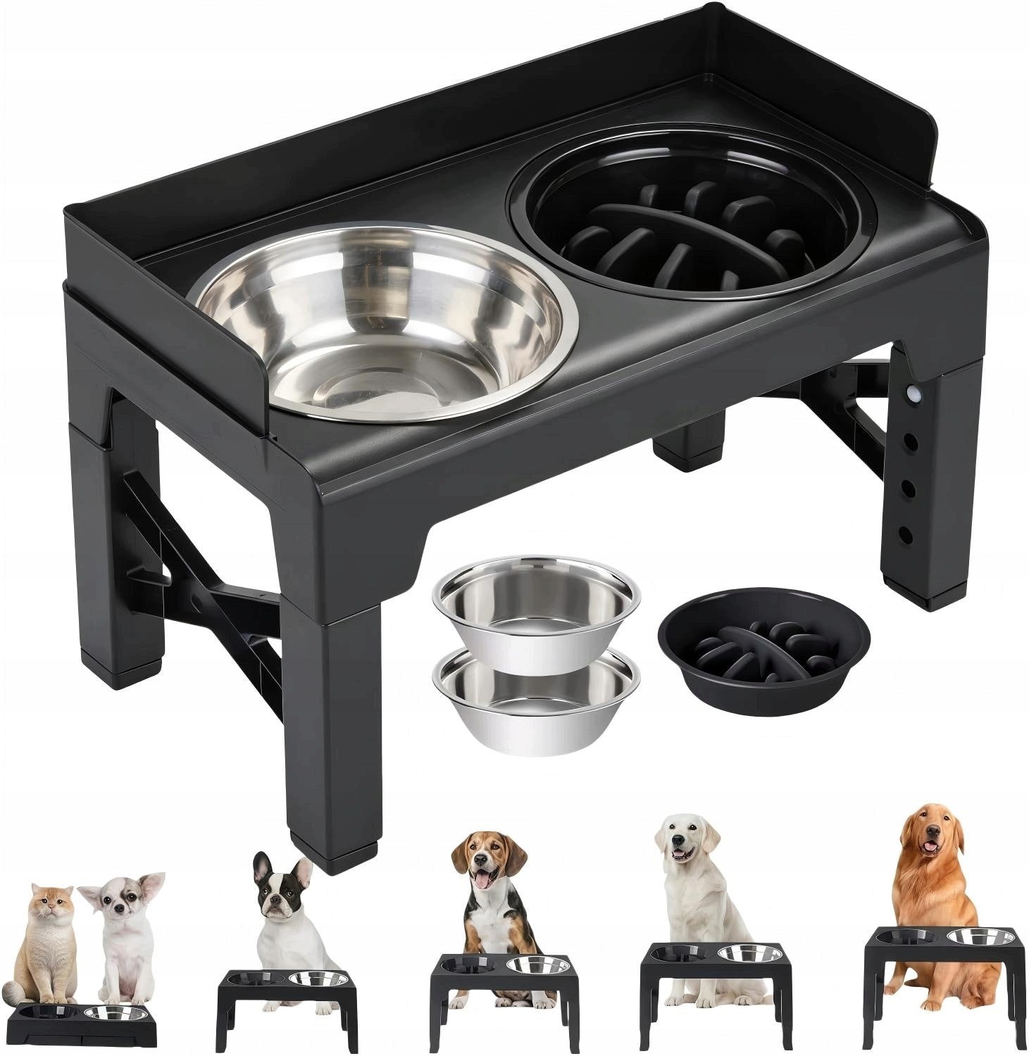 Dog Bowl ON STAND DOUBLE BOWL ADJUSTABLE LARGE Slowing 3in1 Manufacturer code Miska dla Psa NA STOJAKU MISKA
