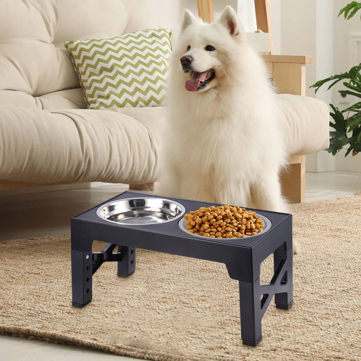 Dog Bowl Slowing Food Stand Adjustable ABS+Stainless Steel Manufacturer code 7PT51hym2805