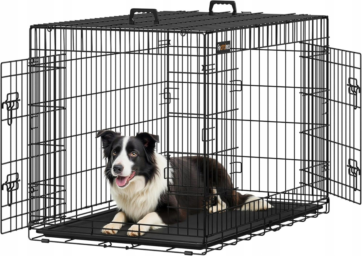 Dog Cage, Folding, 107 cm, 2 doors, XL, Black Manufacturer code PPD42H