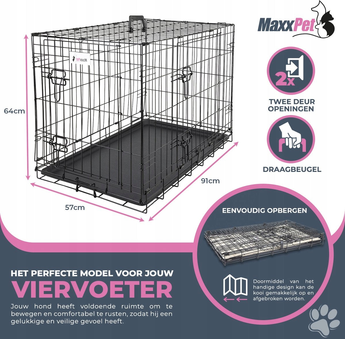 Dog Cage - Folding 91 x 57 x 64 cm EAN (GTIN) 5404022201455