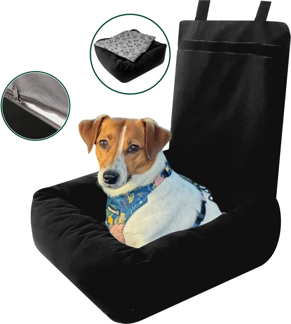 Dog Car Seat Car Transporter for Dog Velvet Black