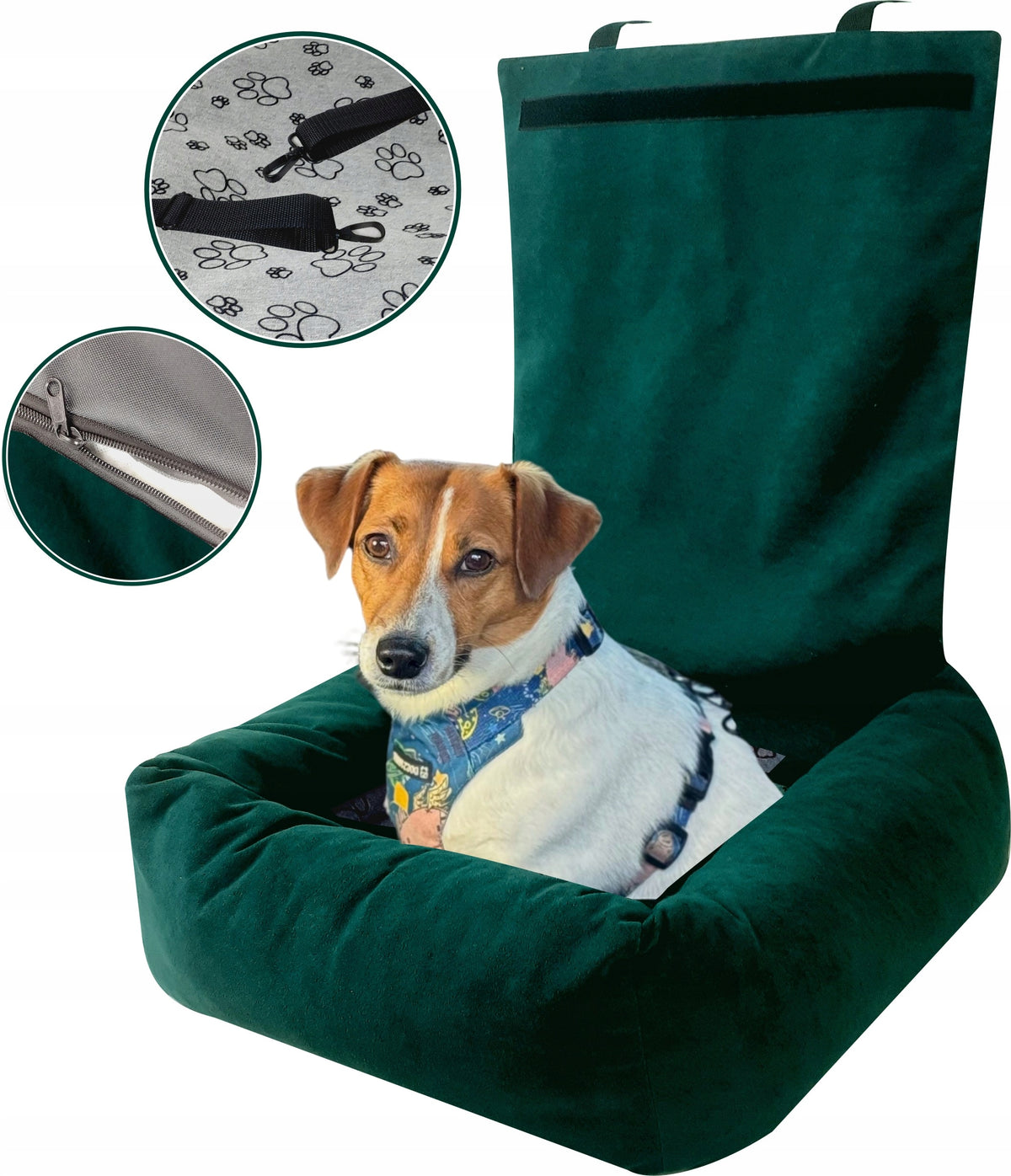 Dog Car Seat Dog Transporter Velvet Green