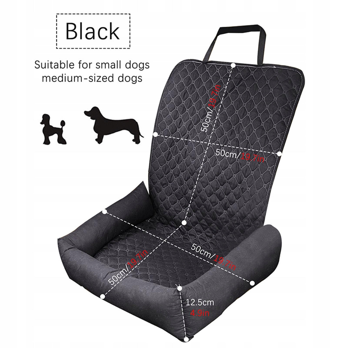 Dog Car Seats Pet Cushion Multifunctional Portable for Long Travels Black Packaging status original