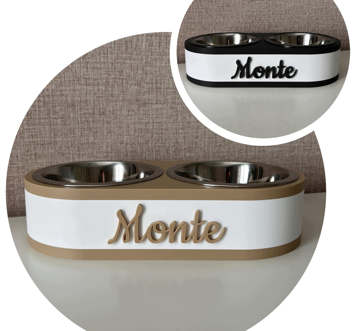 Dog/Cat Bowl with 3D Name - Personalized - Double Two Color