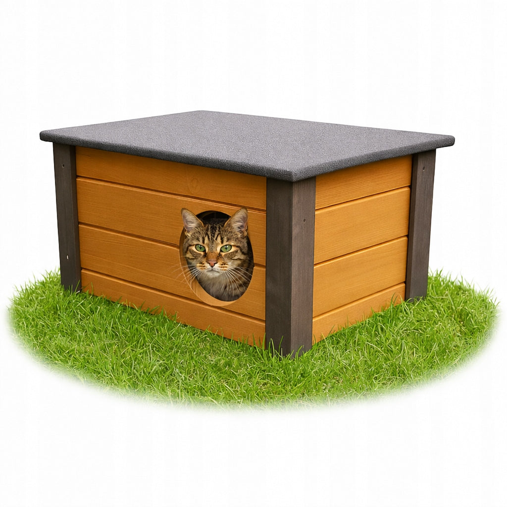 Dog Cathouse Warmed Wooden Booth House Folded Ready Packaging status original