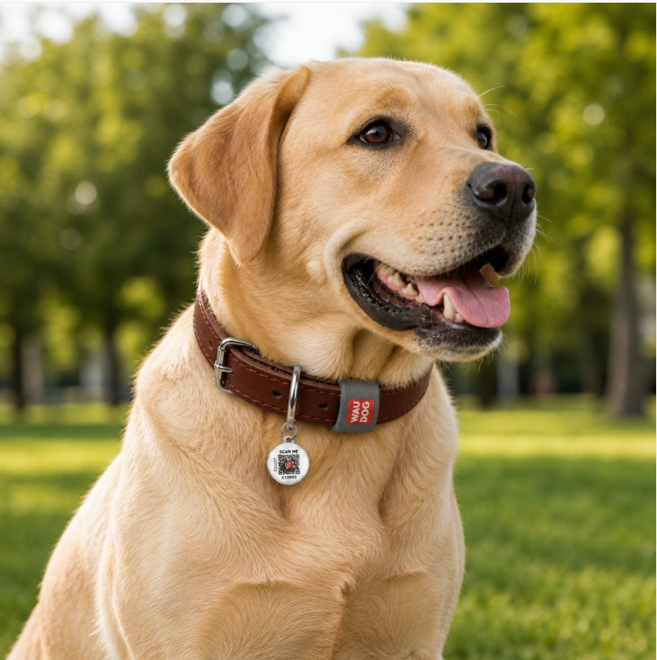 Dog Collar Leather Adjustable for Medium to Large Breeds Size L Packaging status original