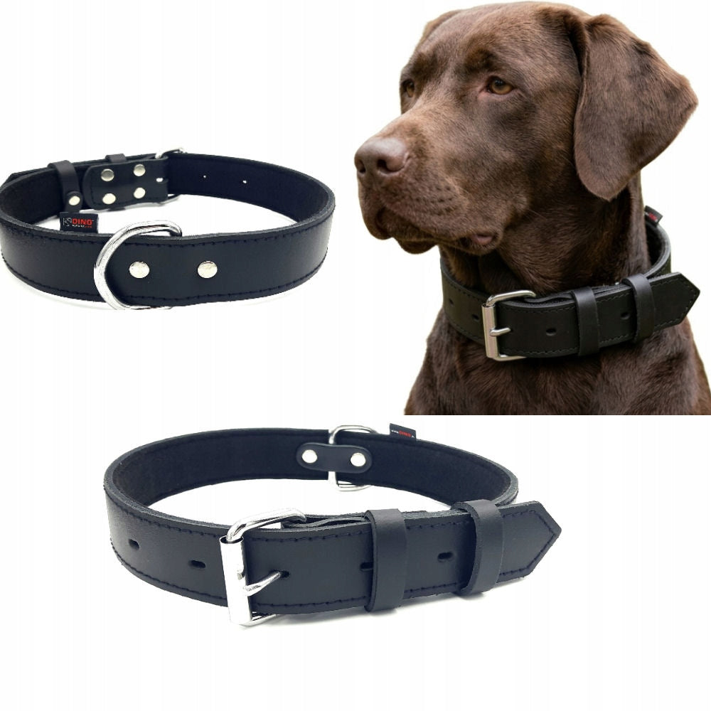 Dog Collar Leather Thick Strong Natural Leather 4cm/57cm DINO