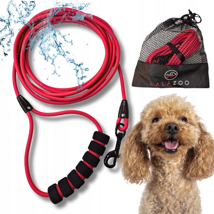Dog LANYARD waterproof thin training rope PVC 5M BLAST red