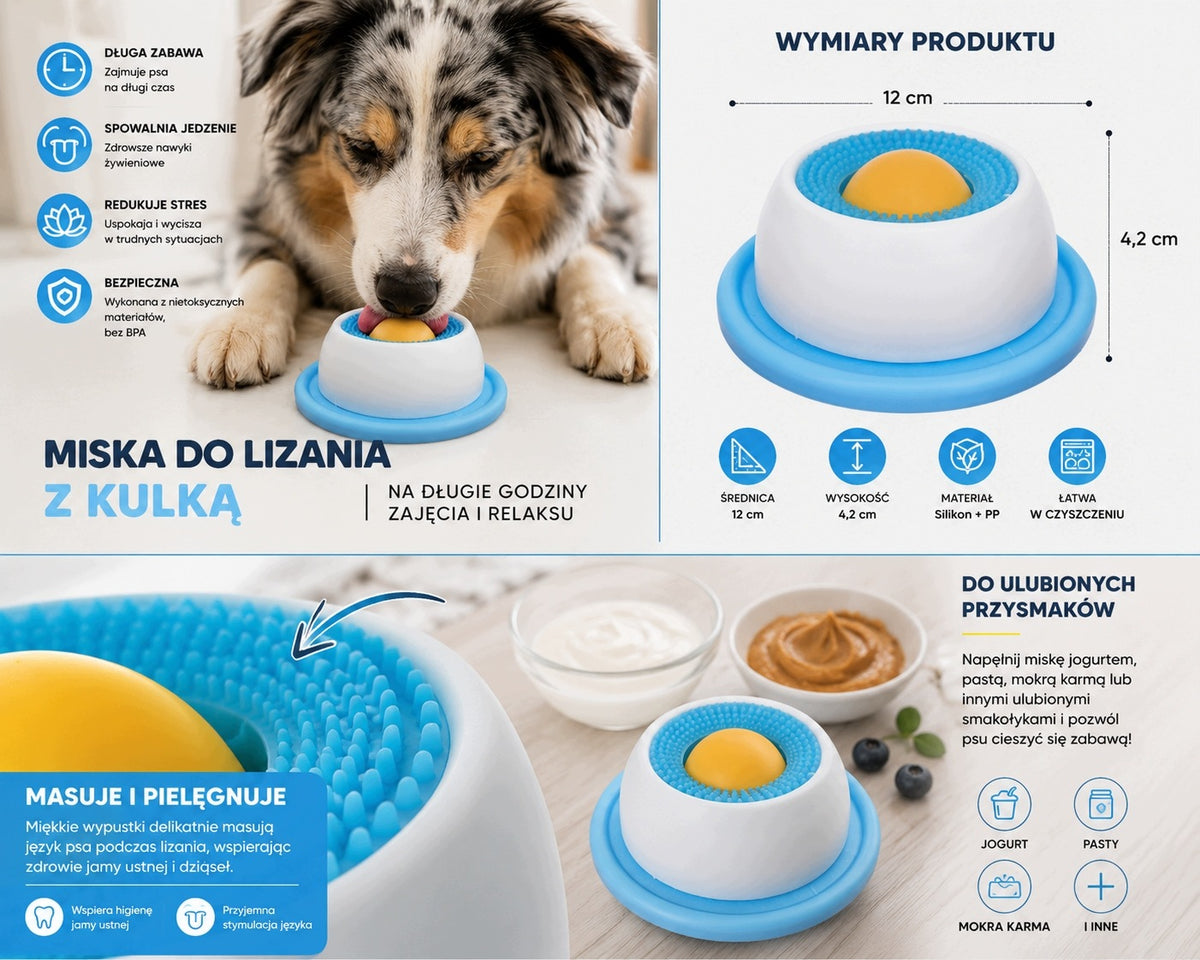 Dog Licking Bowl with Interactive Ball for Yogurt Paste Slow Feeding Brand no brand