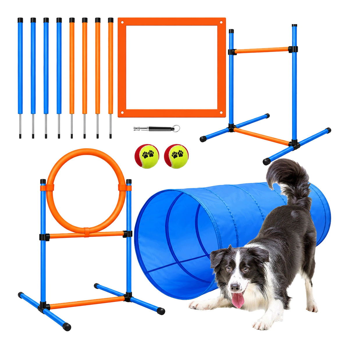 Dog Obstacle Course Agility Tunnel slalom Training Set for Training