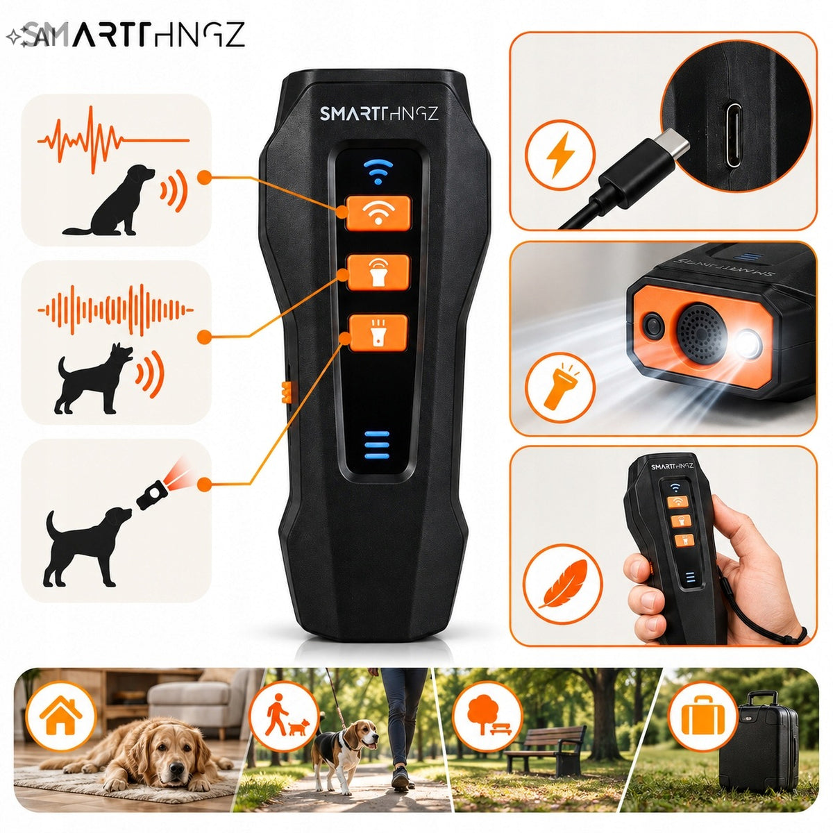 Dog Repellent ULTRASONIC Anti Bark Dog Trainer 3in1 SMART THINGZ Packaging status original