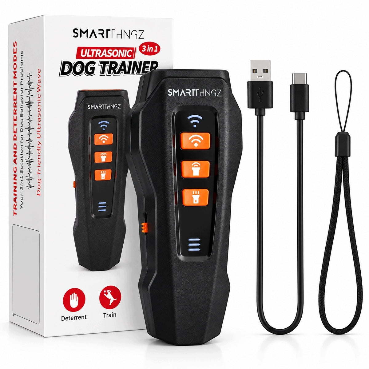 Dog Repellent ULTRASONIC Anti Bark Dog Trainer 3in1 SMART THINGZ