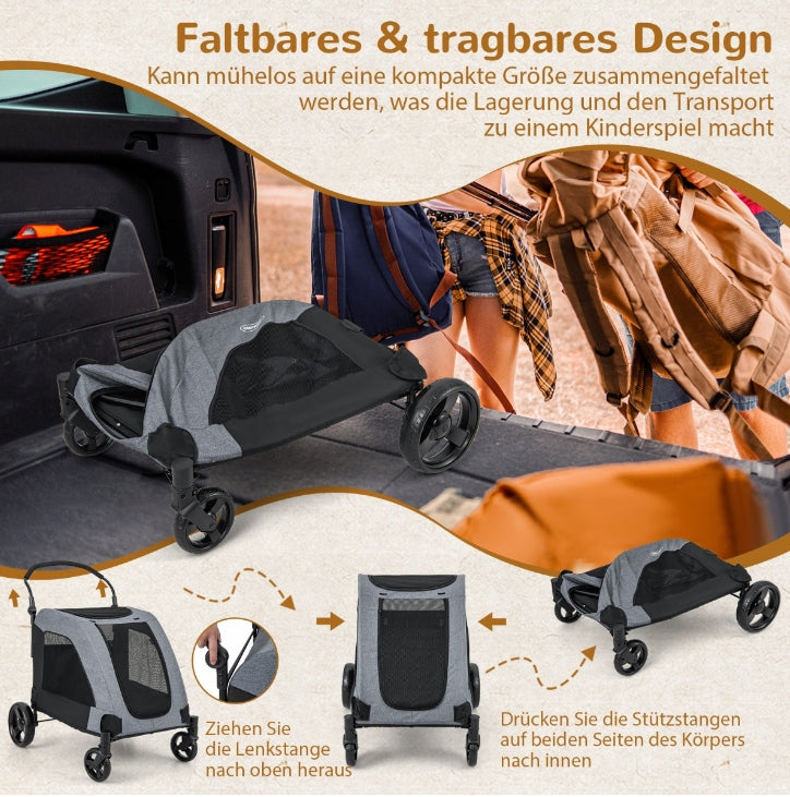 Dog Stroller Costway Grey Oxford Fabric L/XL Manufacturer code PW10075GR
