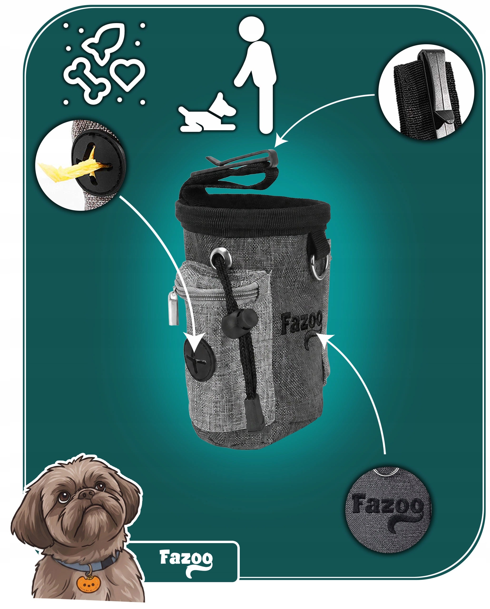 Dog Treat Bag Training Sachet Taste Bag Grey Packaging status original