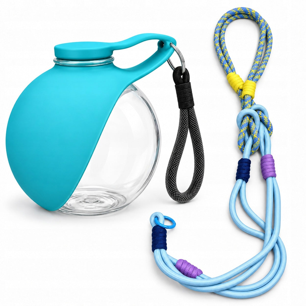 Dog Water Bottle with Lanyard, Blue