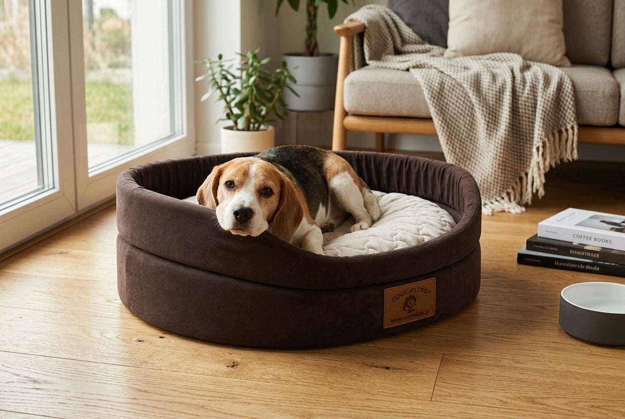 Dog and cat bed 60x55 cm L bedding couch brown and beige Packaging status original