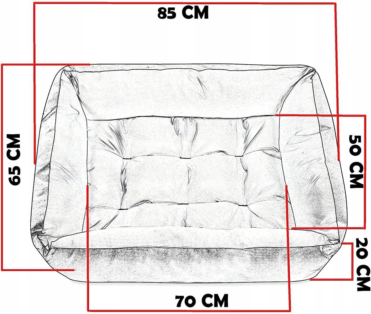 Dog and cat bed couch CUSHION soft waterproof 85x65cm XL grey Manufacturer code 5907501897007