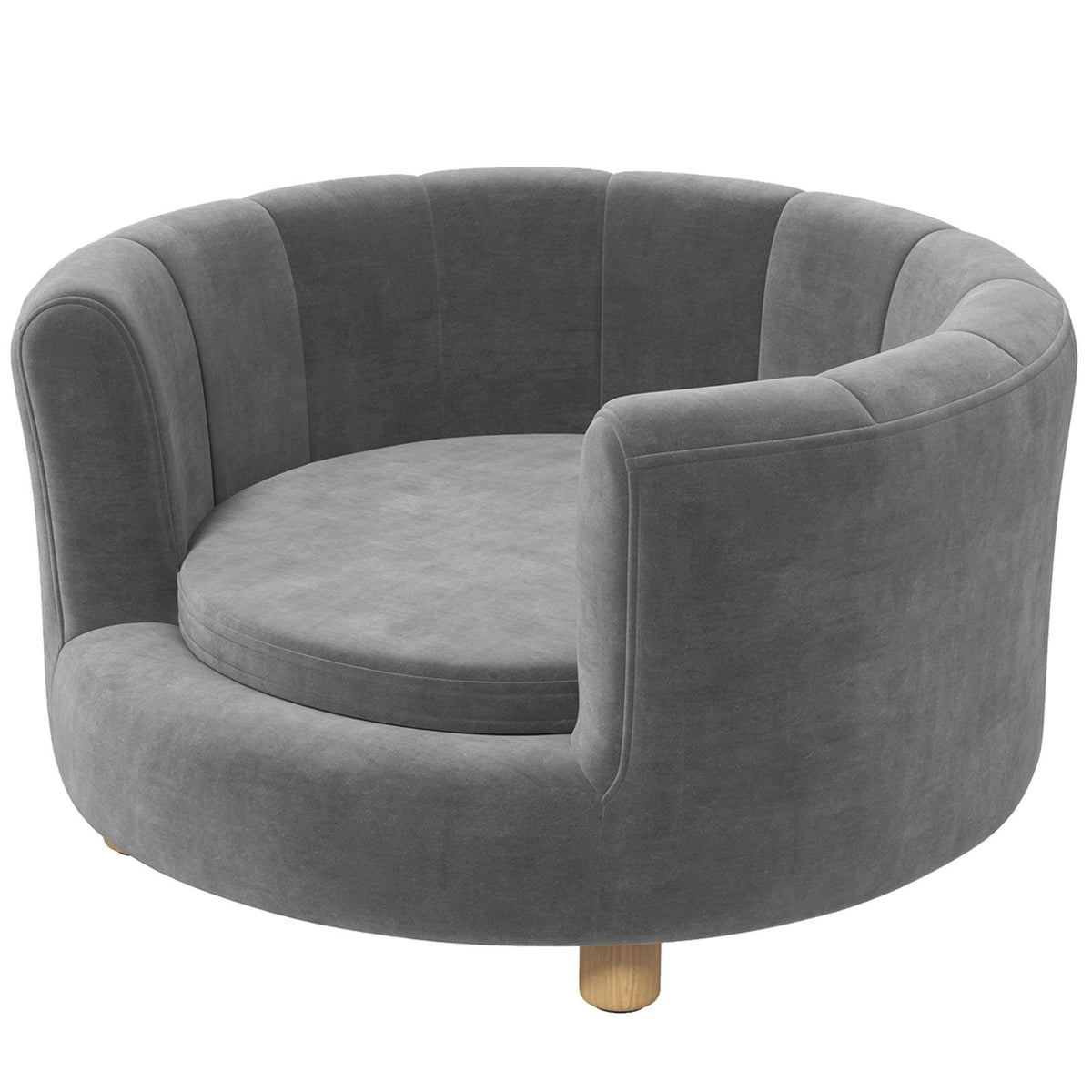 Dog and cat bed, wooden legs, grey Length 65 cm