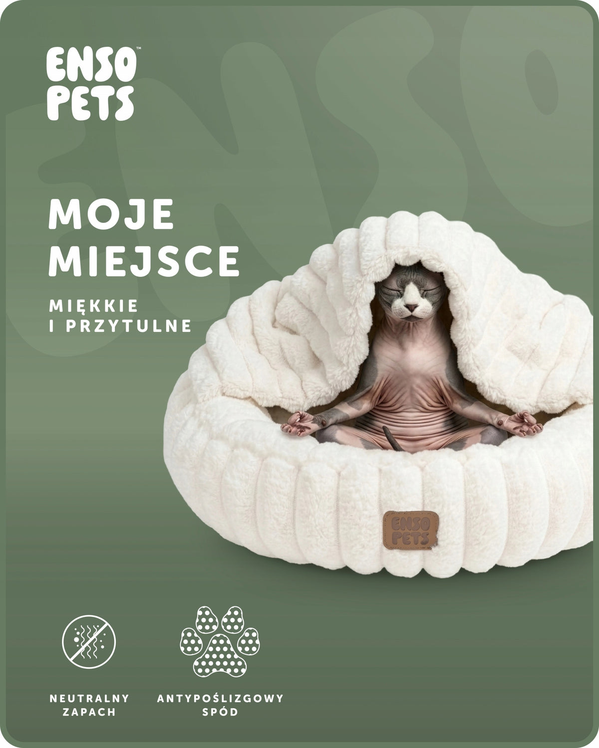 Dog bed 51x51 cm round couch cushion beige soft warm Packaging status original