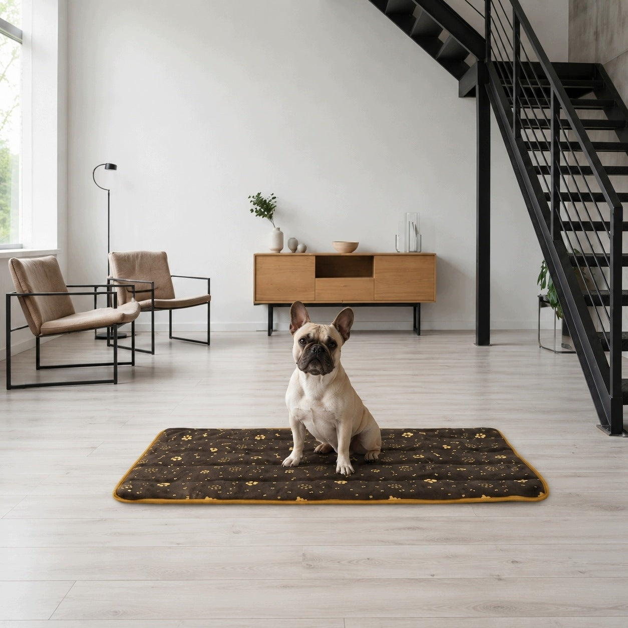 Dog bed mat 120x80 cm waterproof bones gold mattress Manufacturer code MATAKOSCI120/80ZLOBuySpace