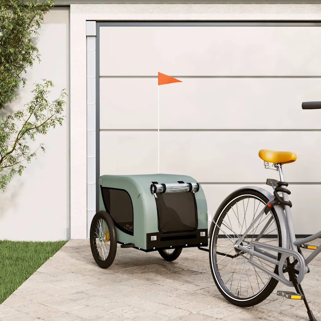 Dog bicycle trailer, grey-black, fabric Brand VidaXL
