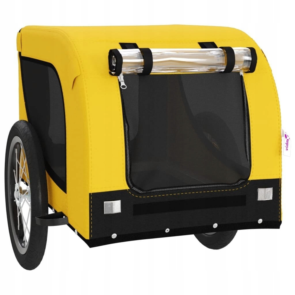 Dog bicycle trailer, yellow-black, fabric and iron Manufacturer code 94001