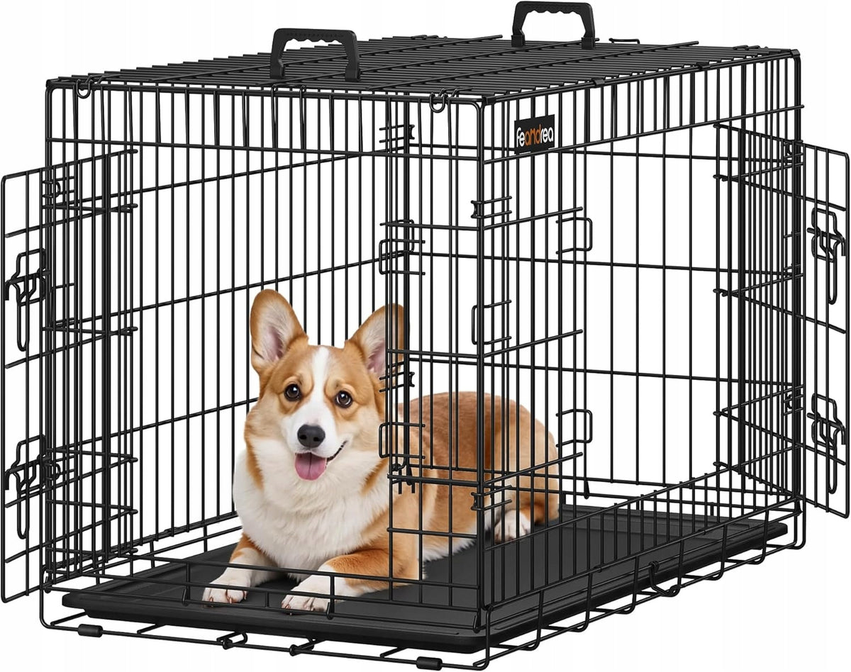 Dog cage FEANDREA M/L folding metal 57,5x92,5x64cm transporter