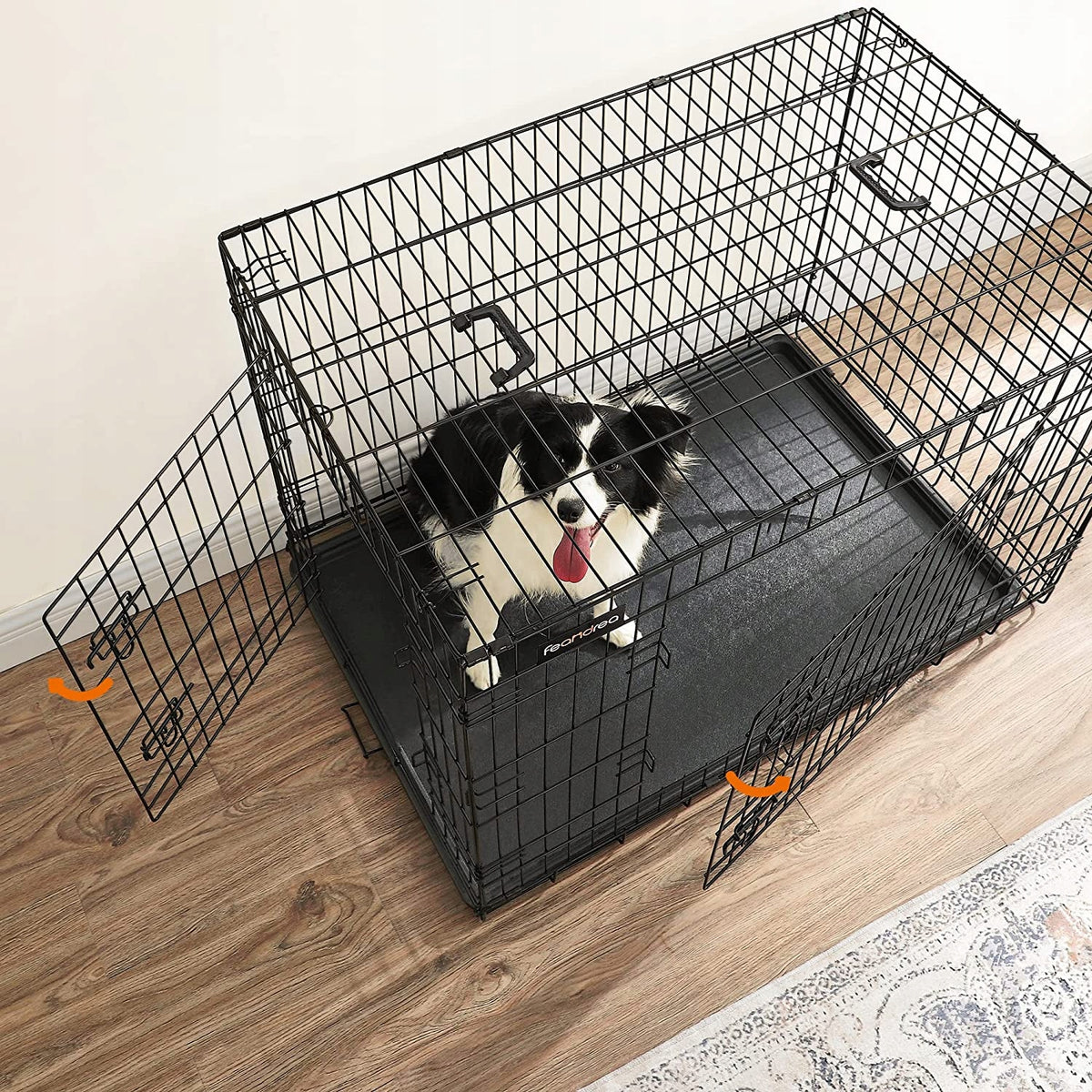 Dog cage FEANDREA XL folding metal 107 x 70 x 77,5 cm black Manufacturer code PPD42H