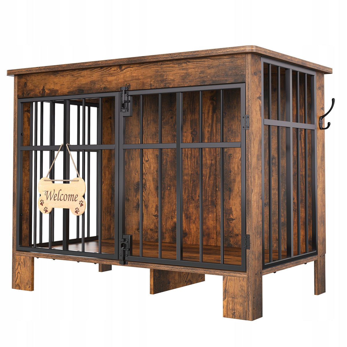 Dog cage Lockable Household with entrance Kennel Cage 85x55x75cm Burnt Wood Manufacturer code 18726531923