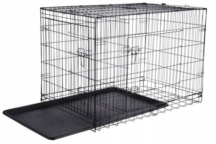 Dog cage kennel powdered steel two entrances 90x60x67 cm d. dog Packaging status original