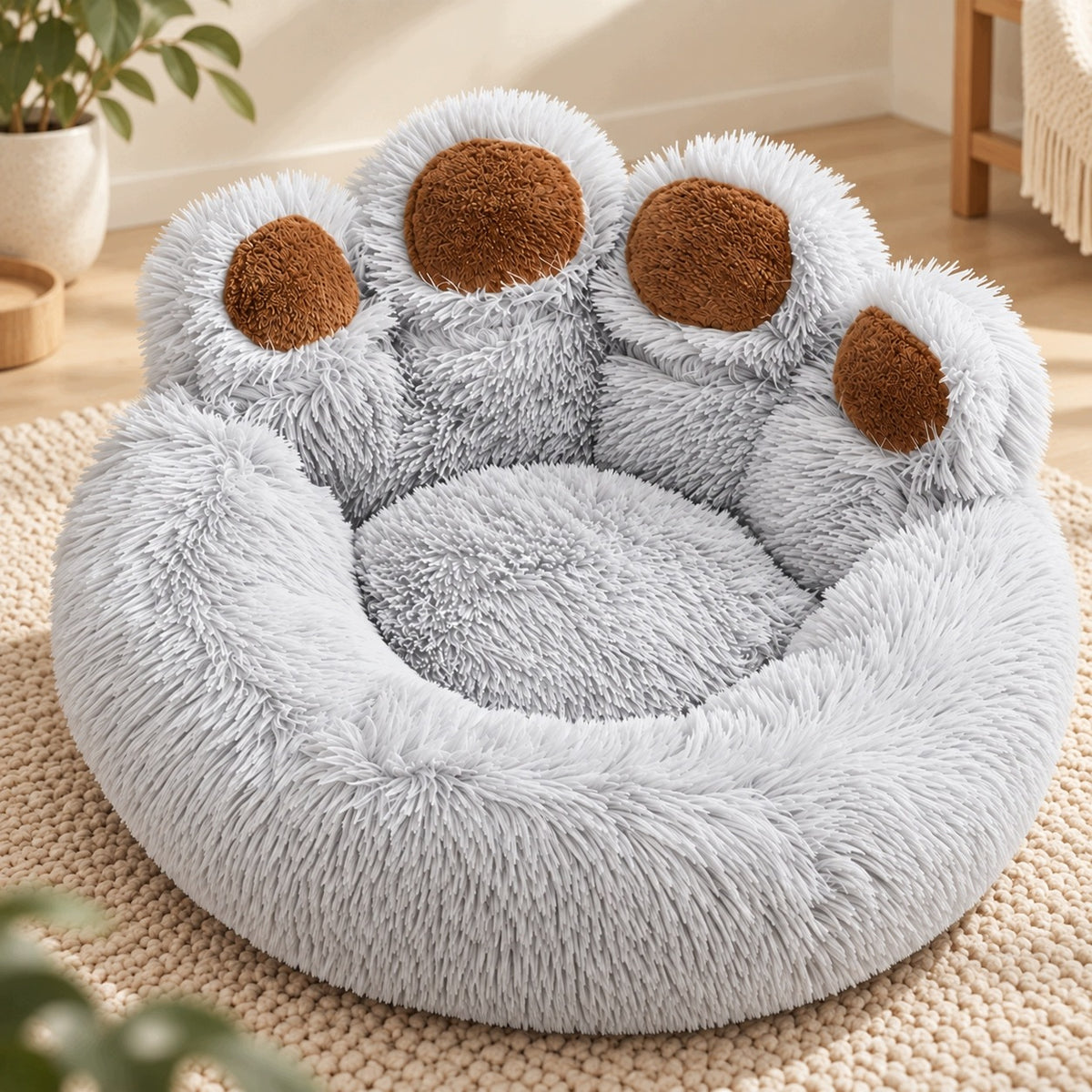 Dog cat bed bedding mat pillow soft grey XXL 75 cm Shaggy Packaging status original