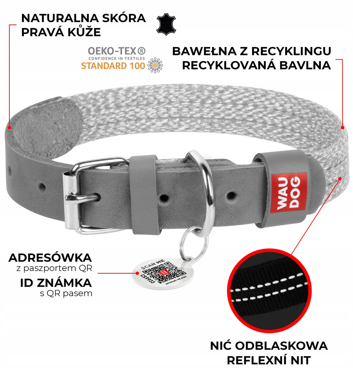 Dog collar in natural leather and cotton r. S EAN (GTIN) 4823089356969