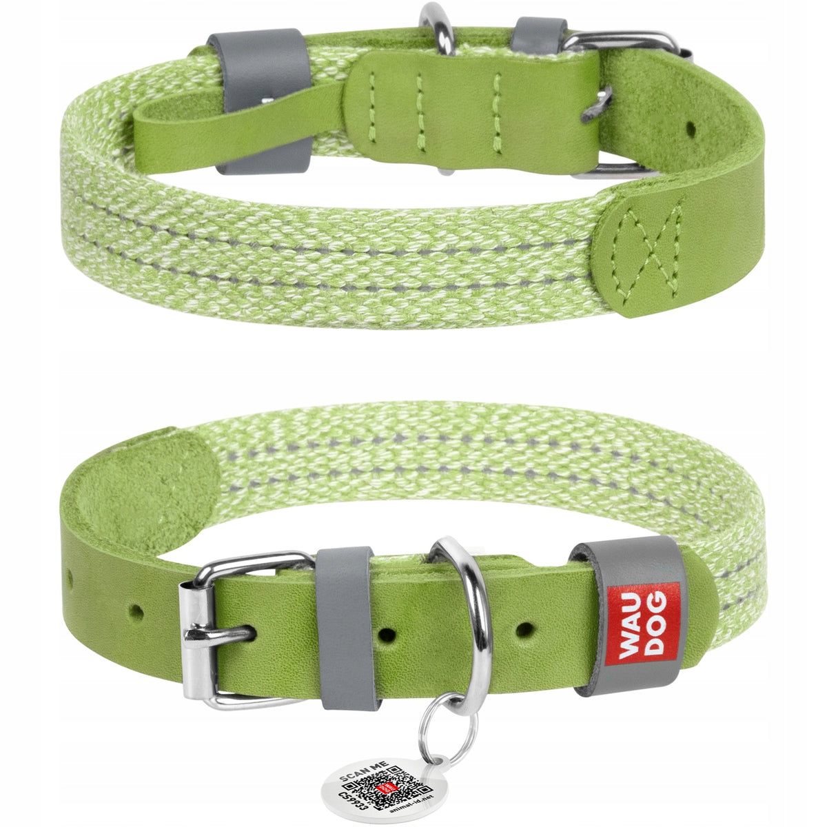 Dog collar in natural leather and cotton r. S